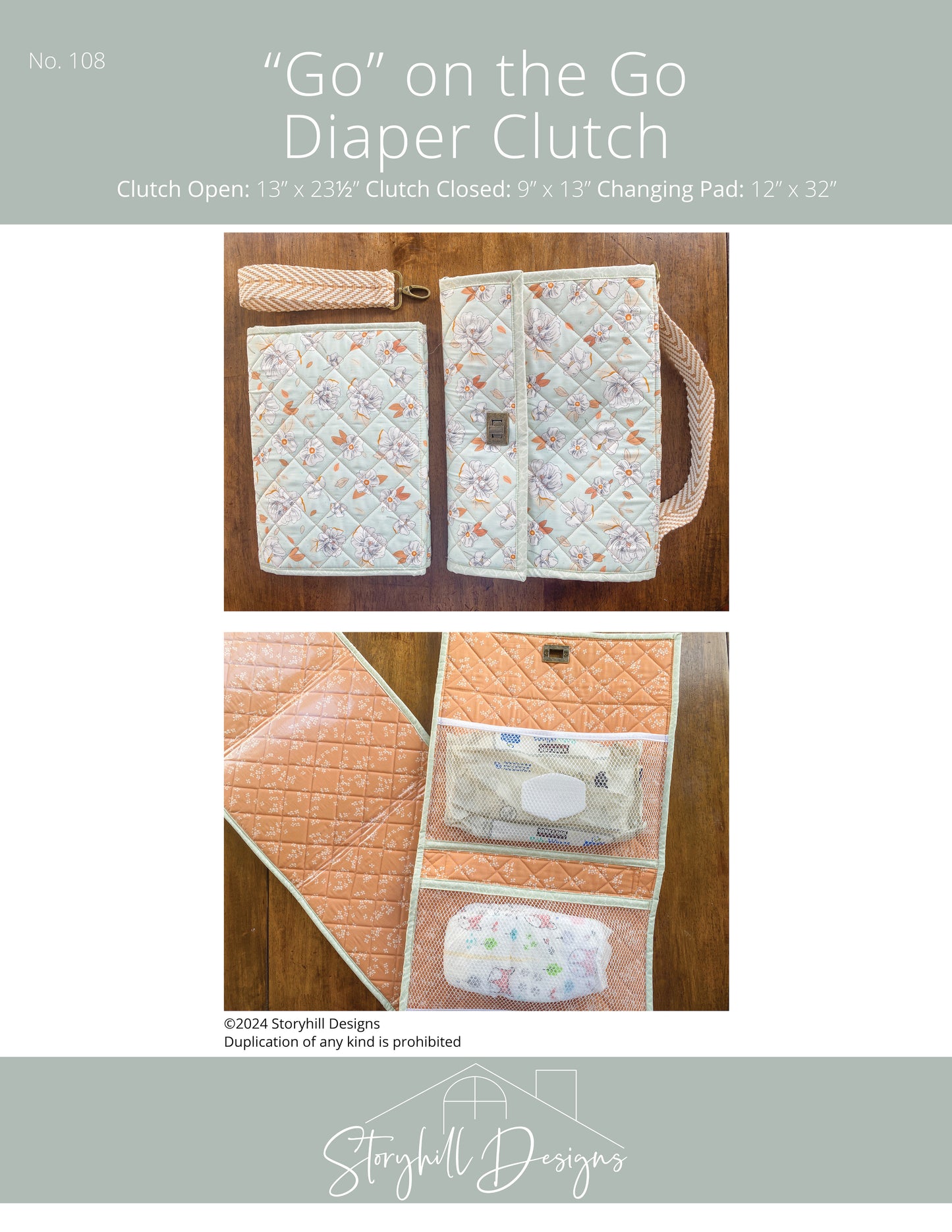 "Go" on the Go Diaper Clutch- PDF Pattern